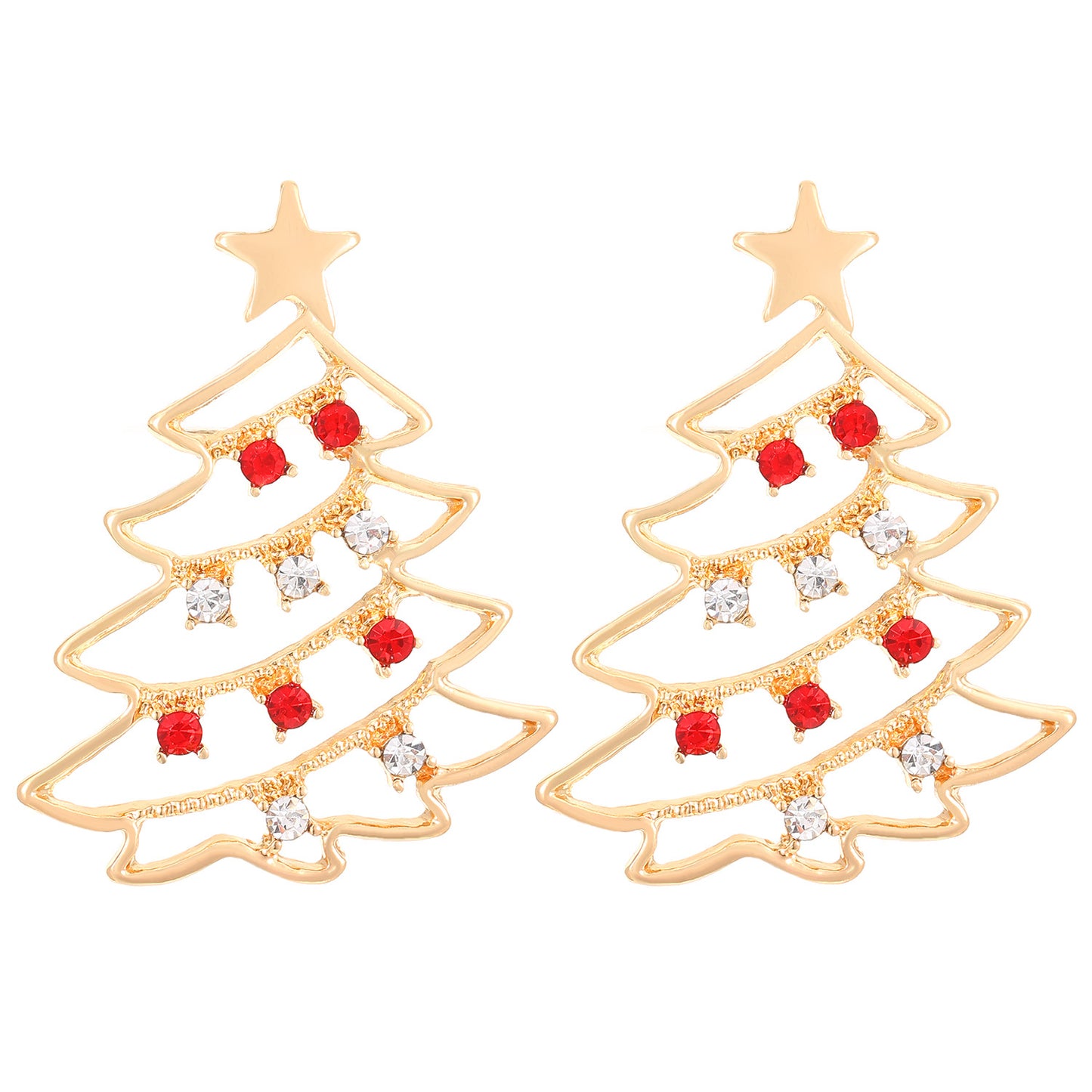 Women's Light Luxury Christmas Star Diamond Stitching Tree Earrings