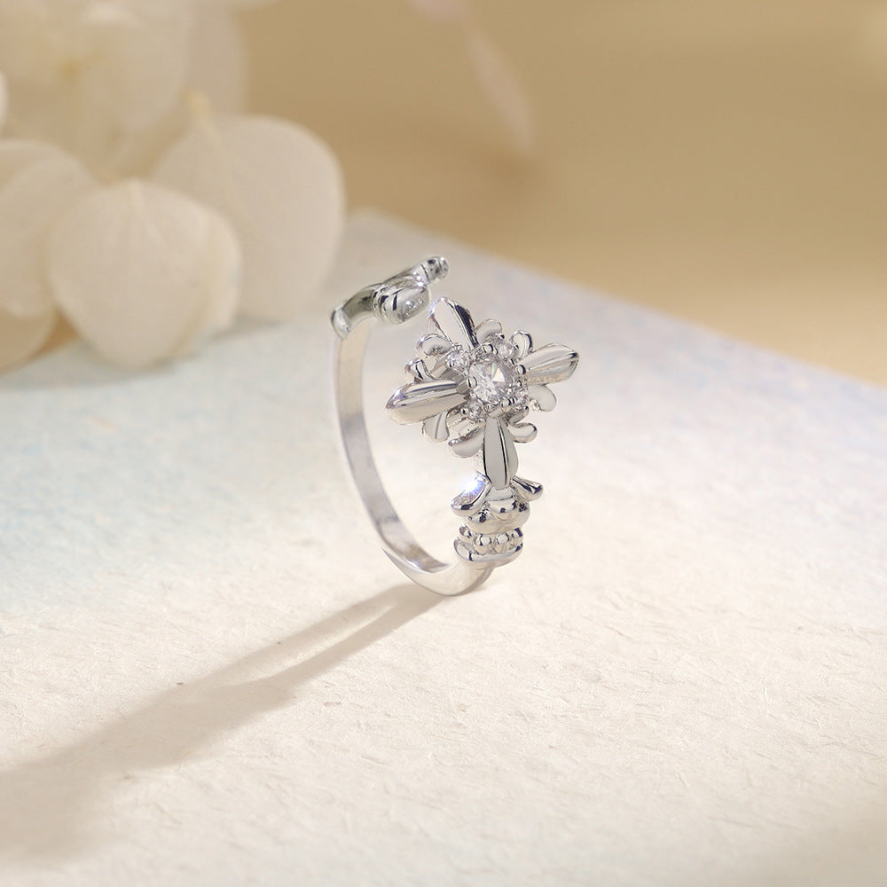 Key Zircon Cold Unisex Style Diamond Ring