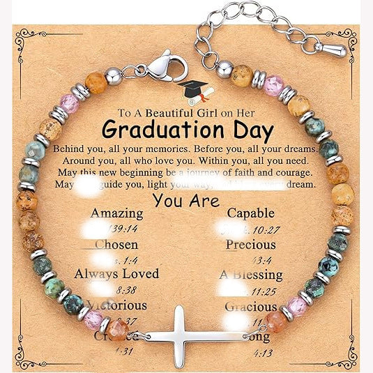 Natural Turquoise Cross Picture Stone Pink Crystal Bracelets