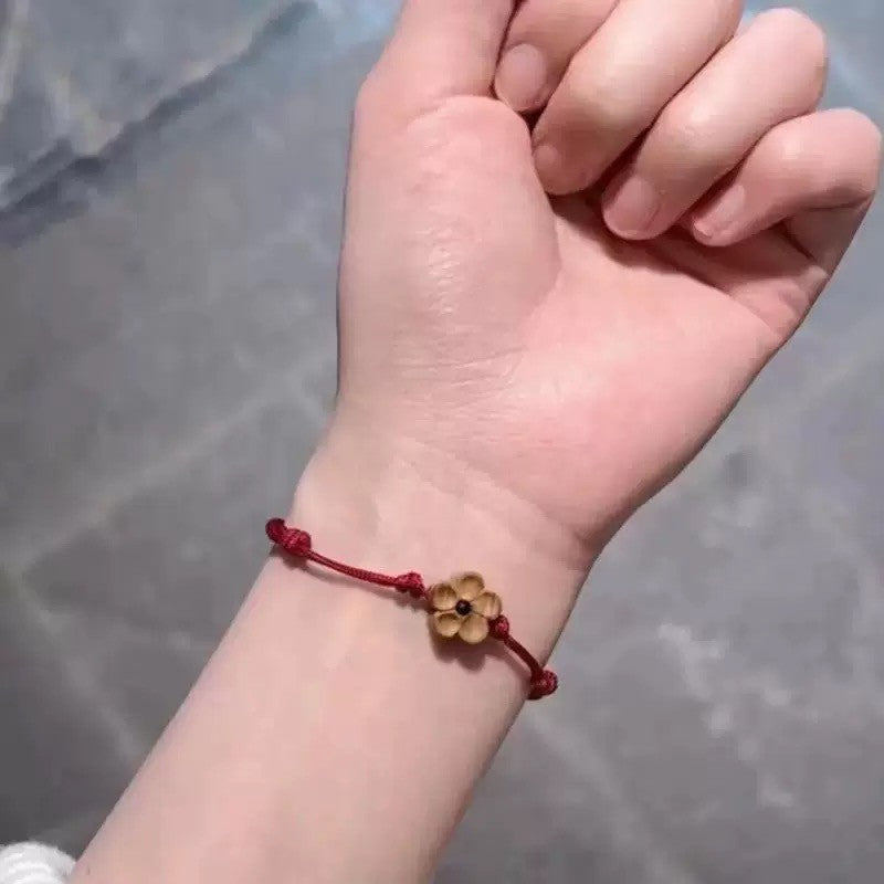 Carved Plum Blossom Red Rope Hand Strap Bracelet
