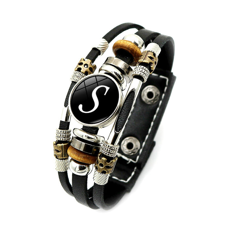 Women's English Letters Retro Punk Beaded Hand Bracelets