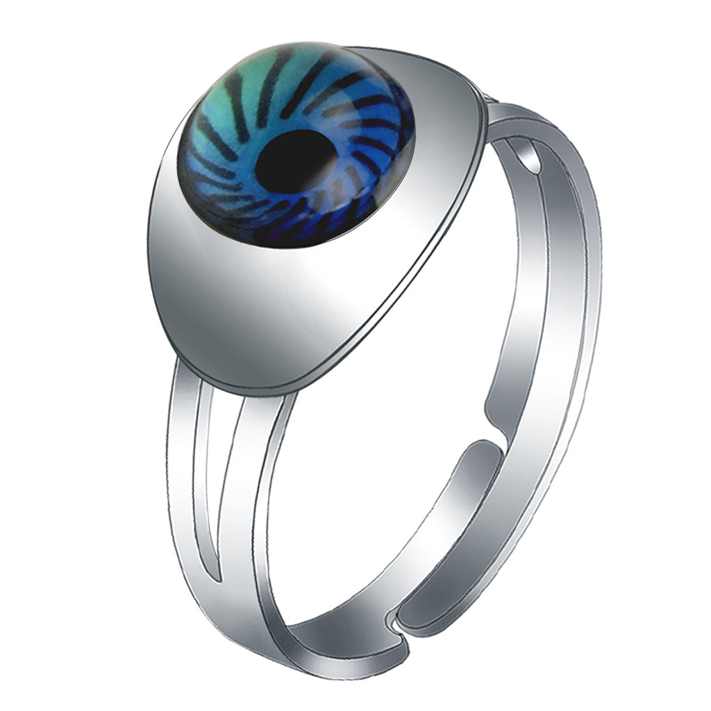 Women's Retro Oval Round Gem Temperature Change Adjustable Ring