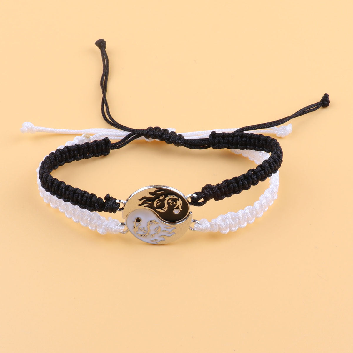 Woven Couple Black White Simple Appetizer Bracelets