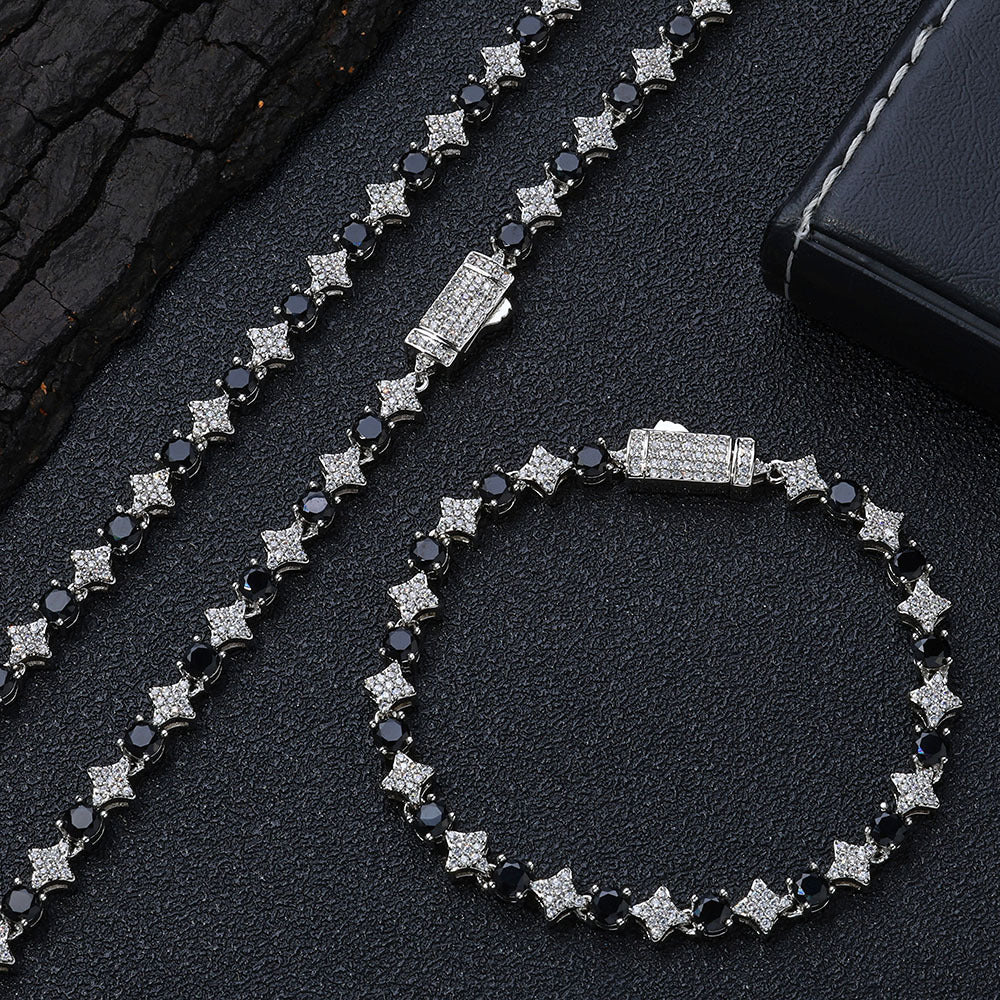 Men's Star Zircon Tennis Hip Hop Trendy Jewelry Set