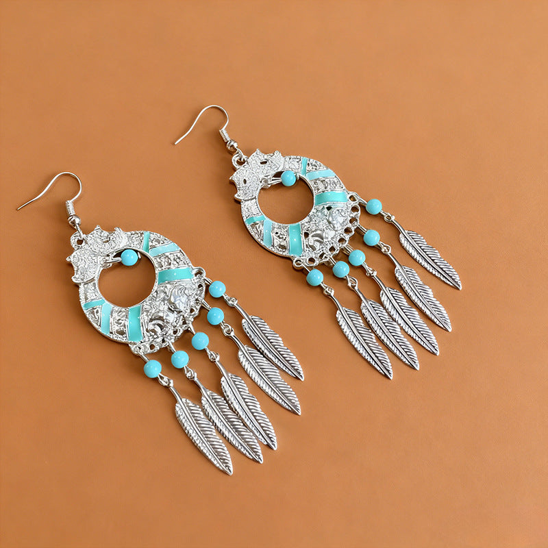 Women's Minority Style Tassel Long Miao Sier Eardrops Earrings