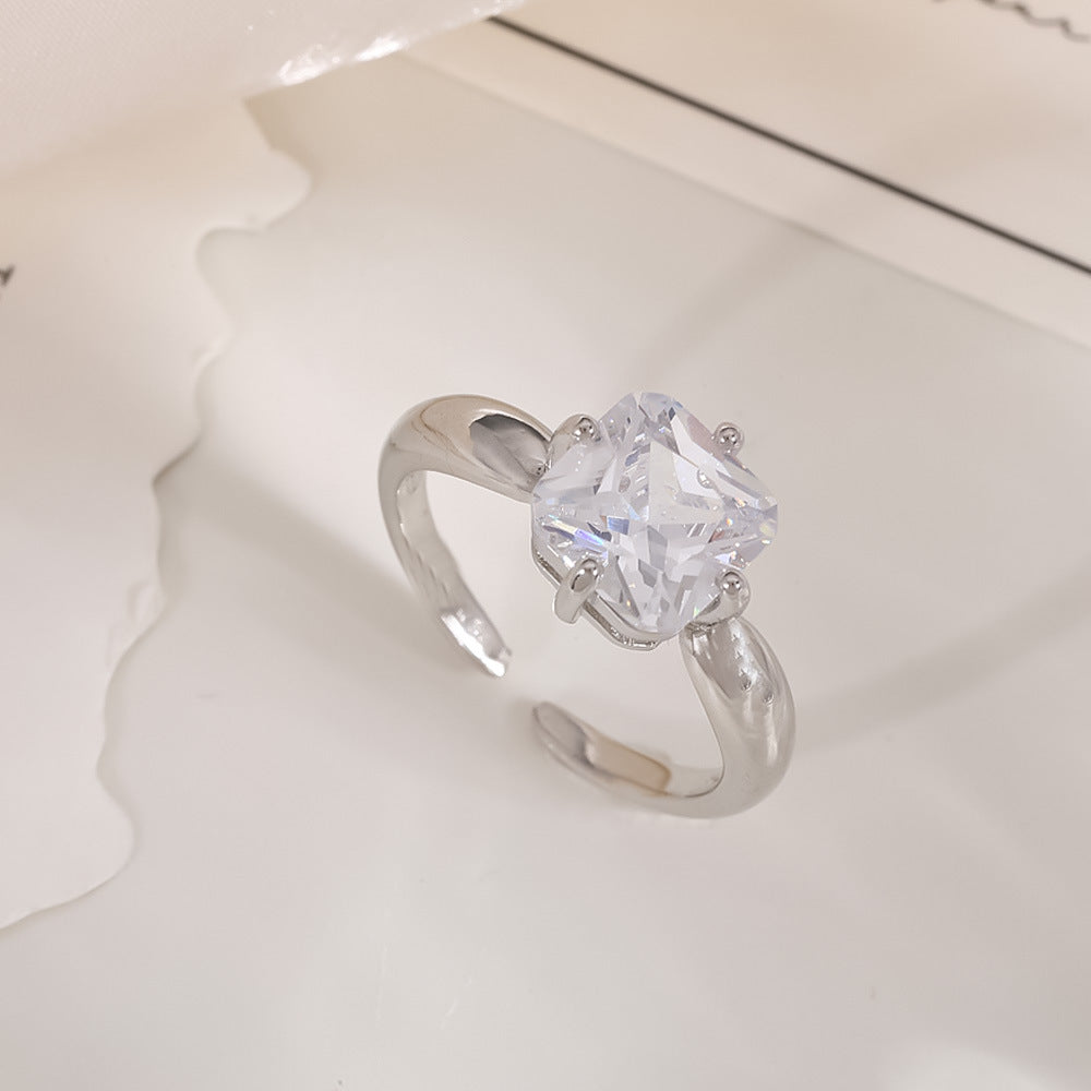Women's Open-end Zircon Fashionable Classy Simple Cold Feeling Goddess Rings