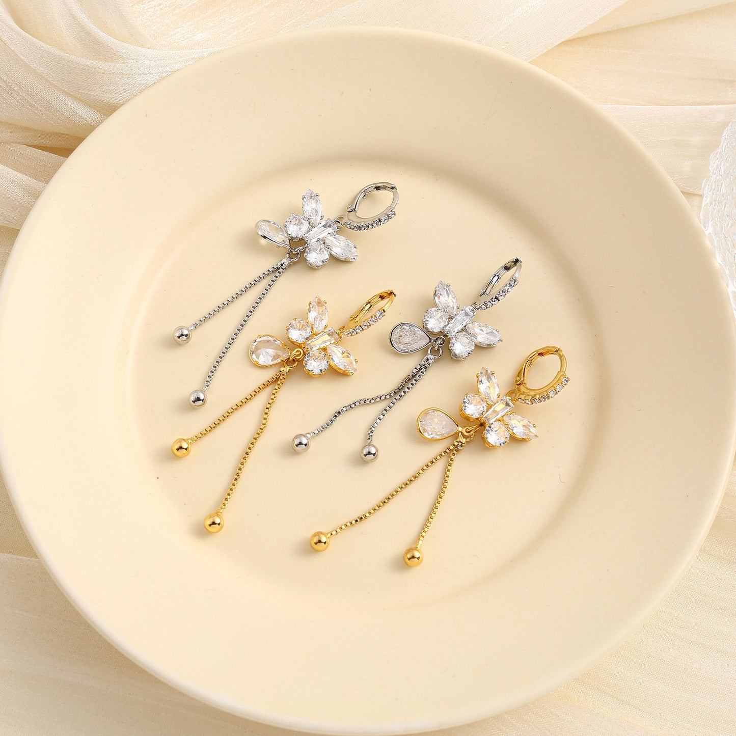 Butterfly Tassel Temperament Design Long Face Earrings
