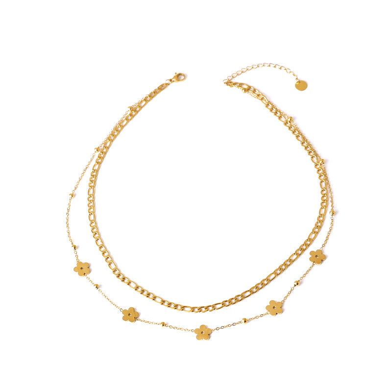 Love Titanium Steel French Fashionable Gold Clavicle Chain Necklaces
