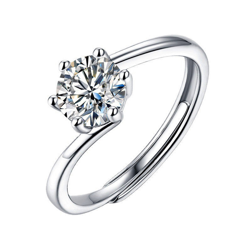 Moissanite Six Claw Karat Eight Hearts Arrows Rings