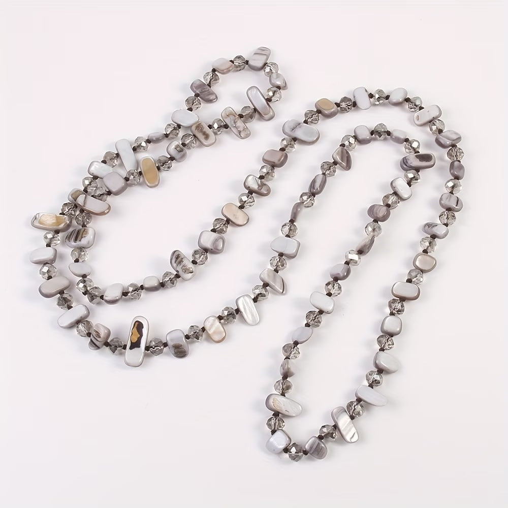 Long Beaded Shell Clothes Crystal Color Necklace