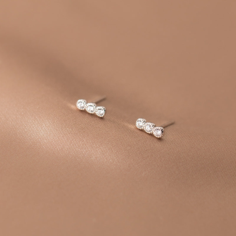 Lodge Sier Korean Style Simple Graceful Gang Drill Earrings