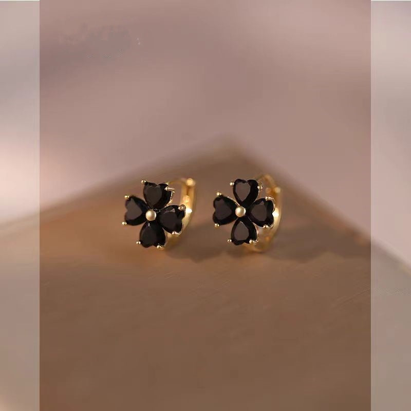 Women's Zircon Flower Ear Clip Small Suitable Niche Design Earrings