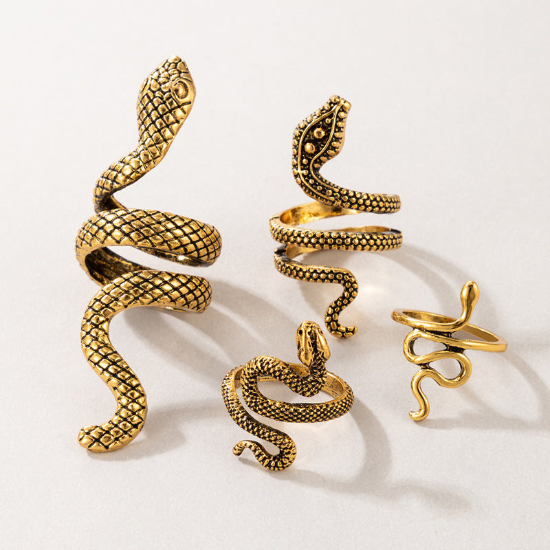 Men's Long Cool Handsome Serpentine Punk Snake-shaped Animal Retro Rings