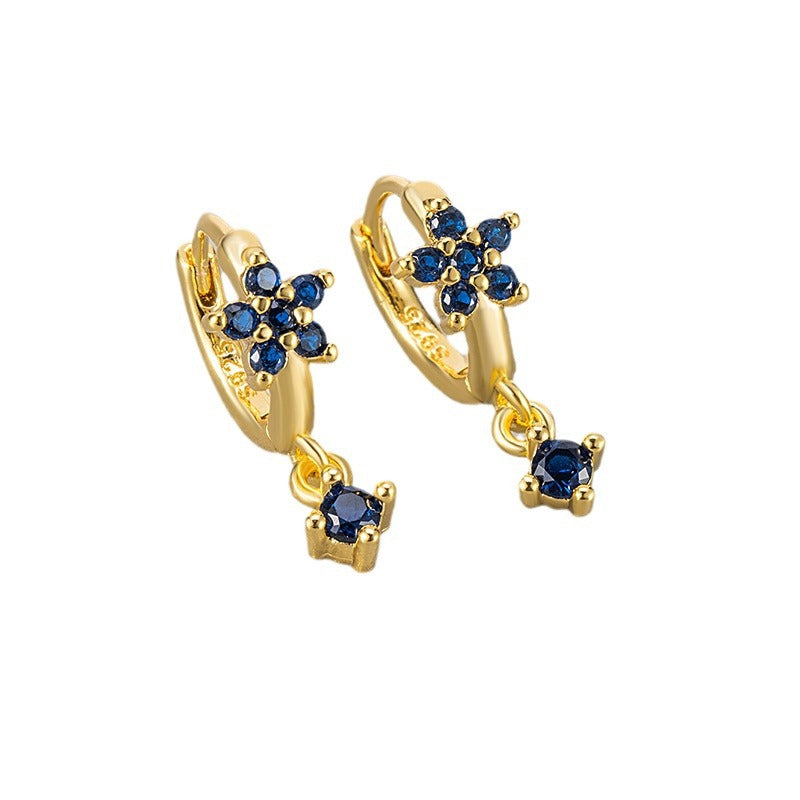 Multicolor Zircon Plum-shaped Personality Fashion Flower Ear Buckle