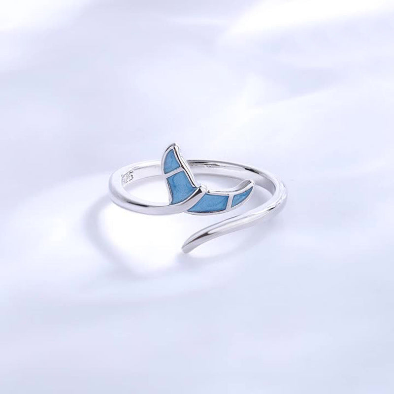 Tail Niche Temperament Blue Epoxy Ocean Style Ring