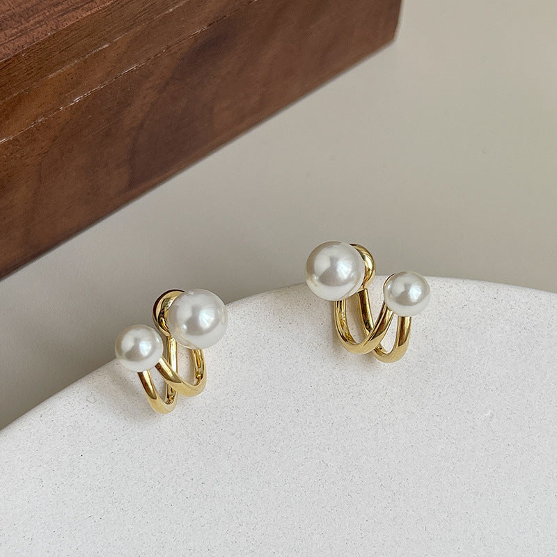 Women's Pearl Sterling Sier Style Geometric Fresh Earrings