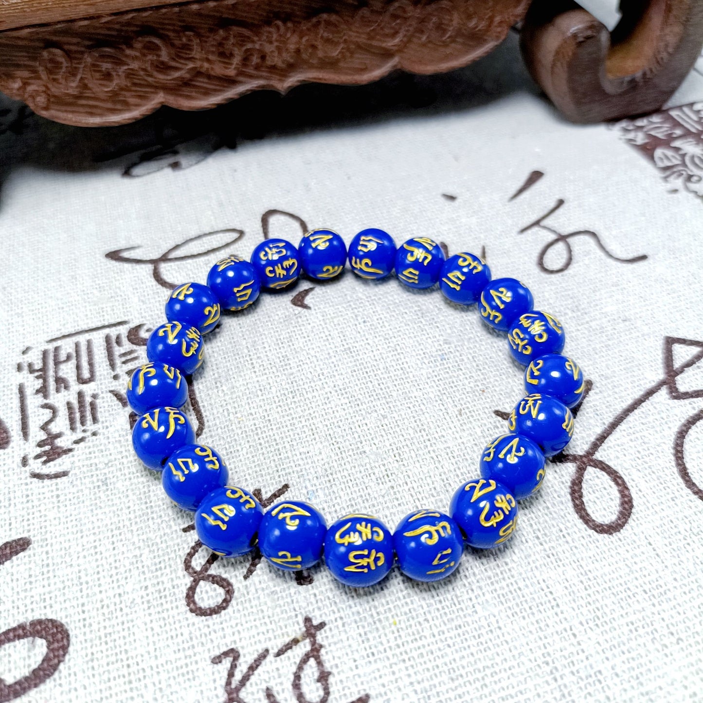 Alluvial Gold Mantra Electroplated Motto Buddha Bracelet