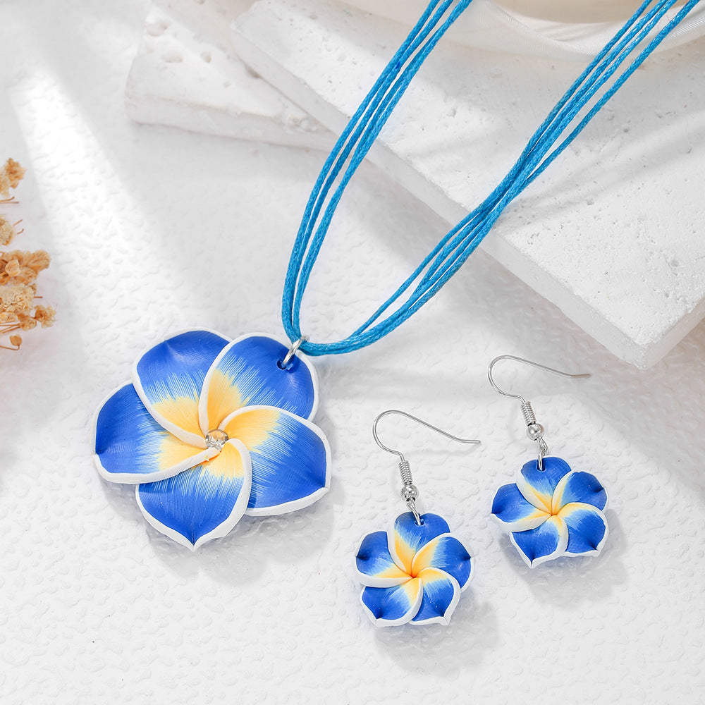 Fresh Rich Flowers Wax Rope Suite Polymer Necklace