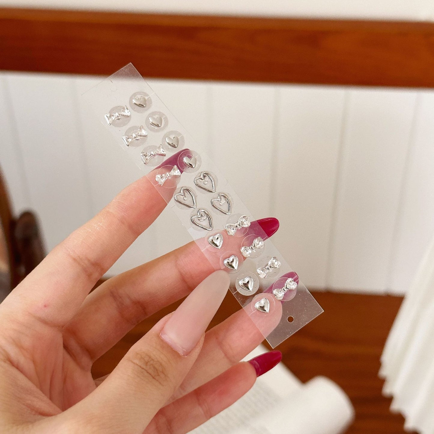 Fashion Auricular Point Sticker Crystal Ear Patch Bead Massage Stress Earrings