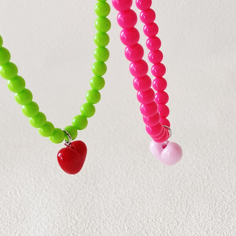 Women's Red Heart Beaded For Niche Design Necklaces