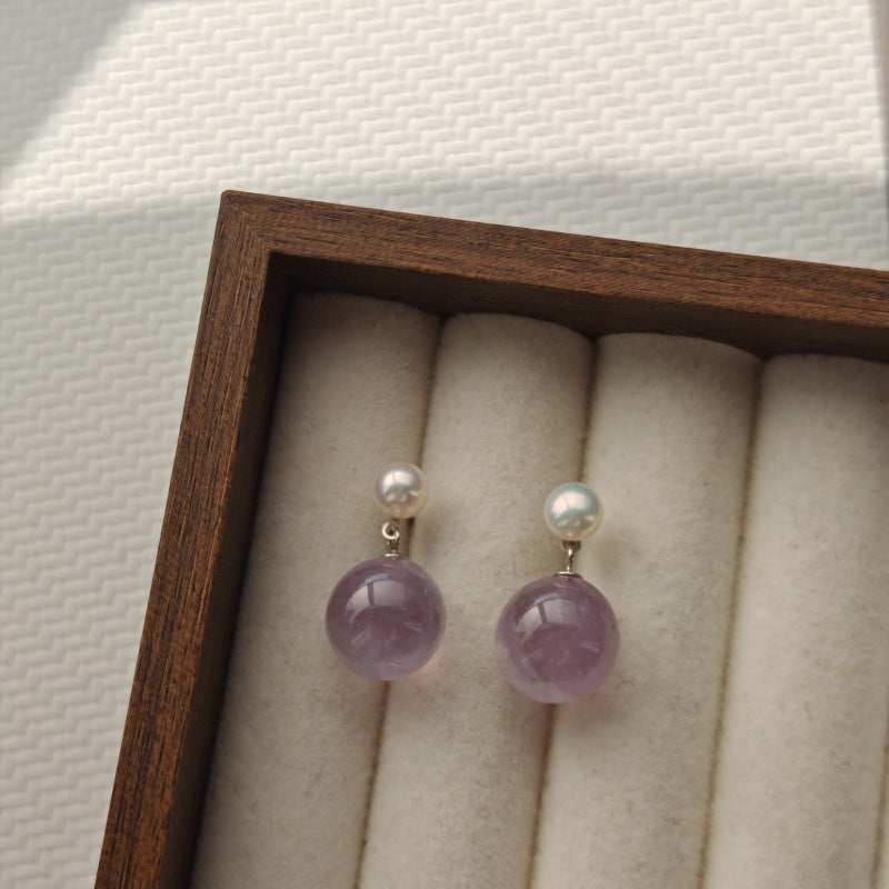 Amethyst Pink Crystal White Sier High Heels Daily Earrings