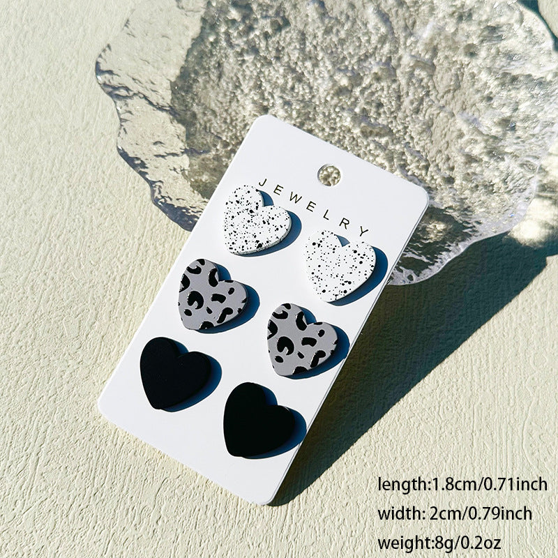 Women's Valentine's Day Denim Love Paint Printing Clay Quality Earrings