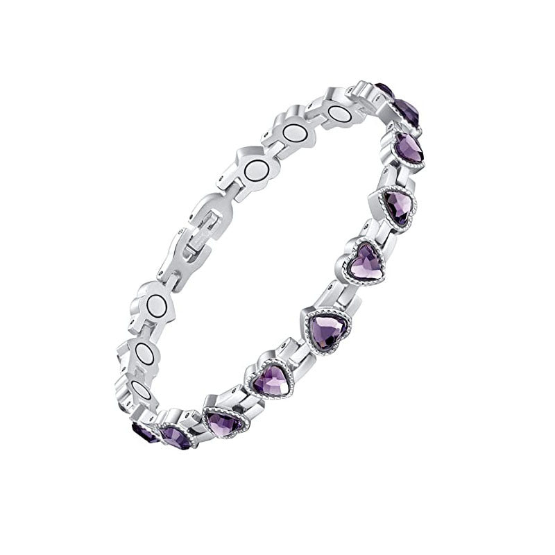 Brocade Heart-shaped Gaussian Full Magnet Adjustable Diamond Bracelets