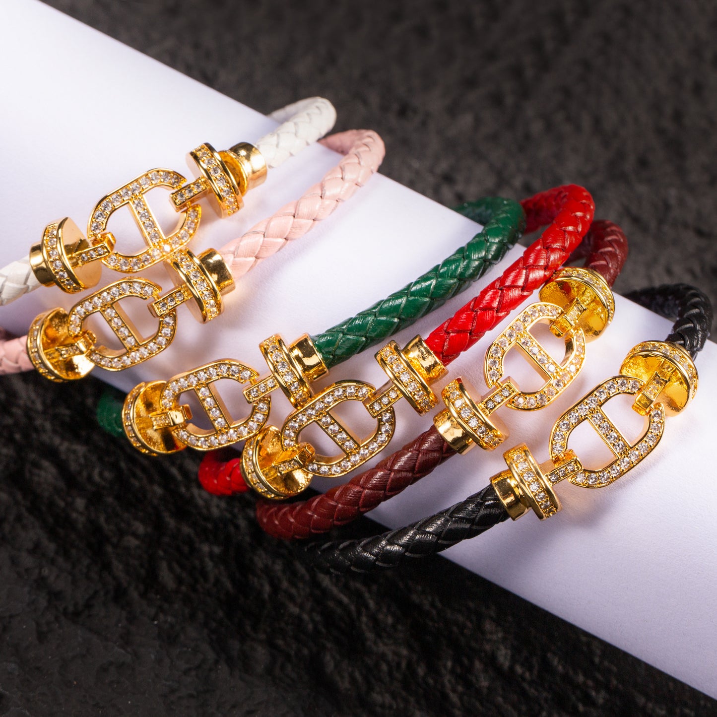 Pig Nose Full Diamond Pu Light Luxury Bracelet
