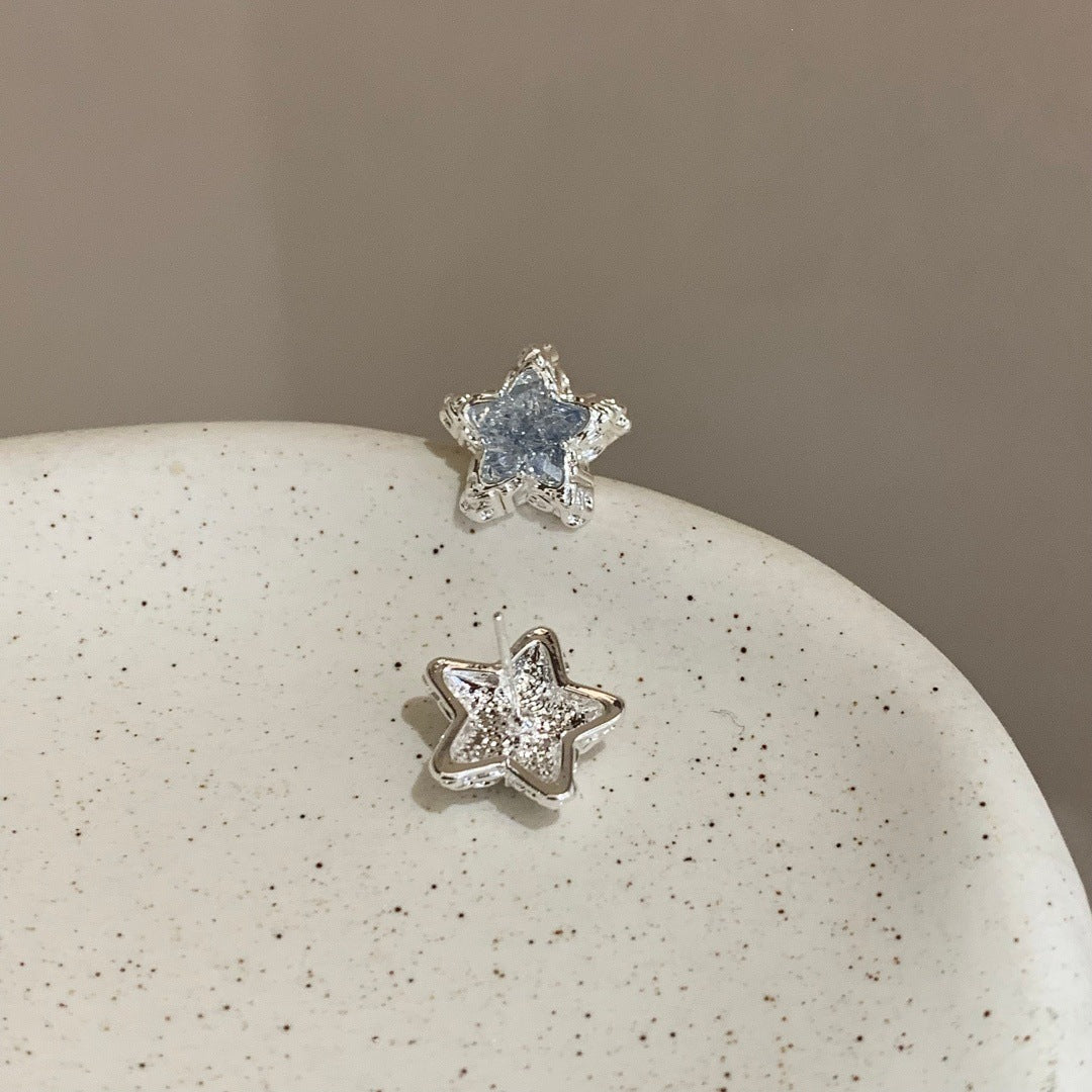 Women's Salt Mush Ice French Vacation Style Delicate Blue Crystal Rings