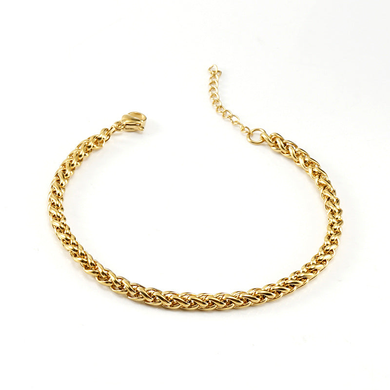 Women's & Men's Steel Keel Chain Fashionable Gold-plated Titanium Bracelets