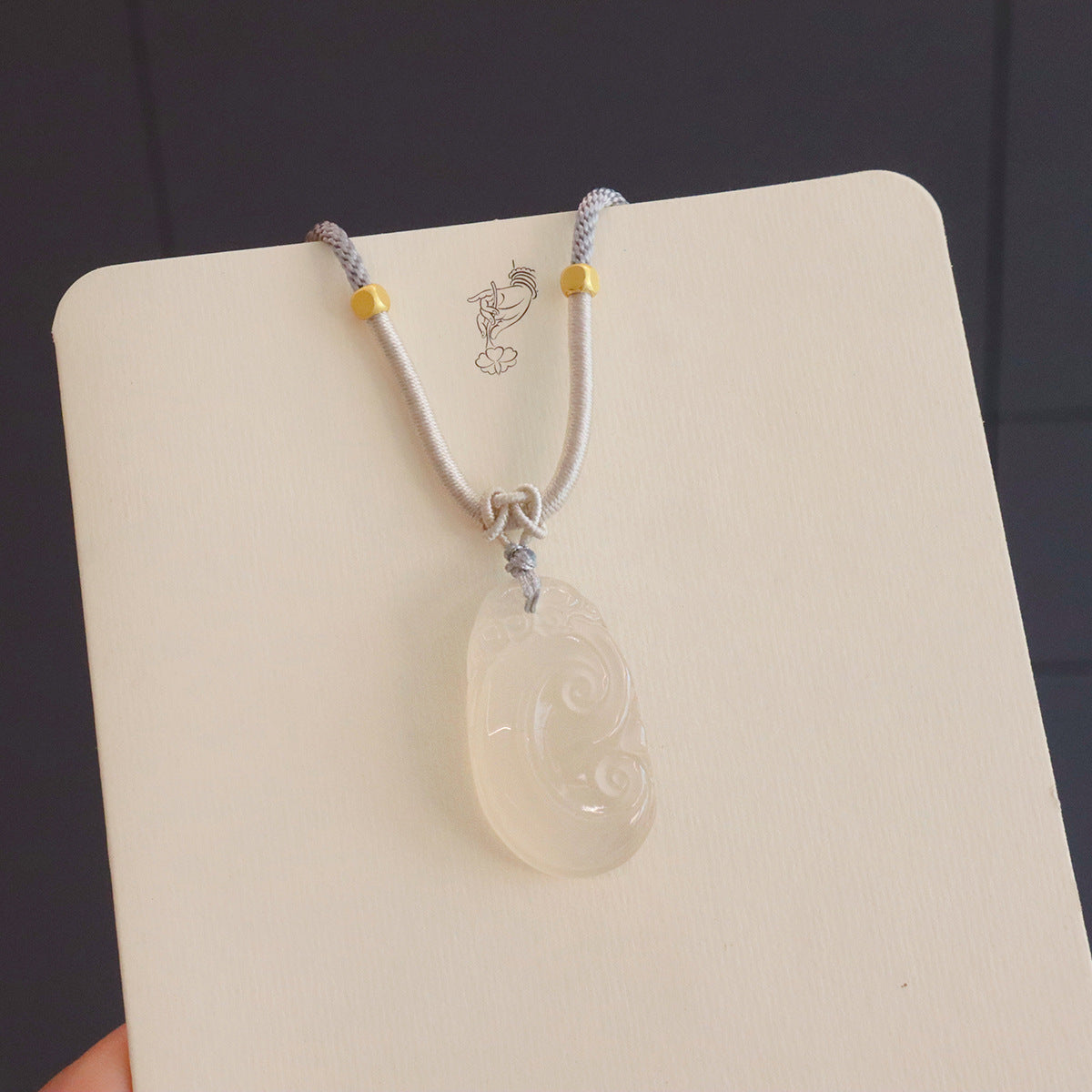 Natural Chalcedony Auspicious Cloud Jequirity Bean Butterfly Lotus Fashion Couple Necklace