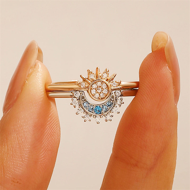 Sun Moon Stacked Female Lovers Opening Couple Hot Fashion Rings