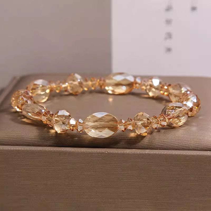 Champagne Gold Shining Cut Crystal Light Luxury Minority High Sense Bracelets