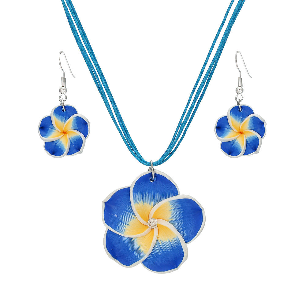 Fresh Rich Flowers Wax Rope Suite Polymer Necklace