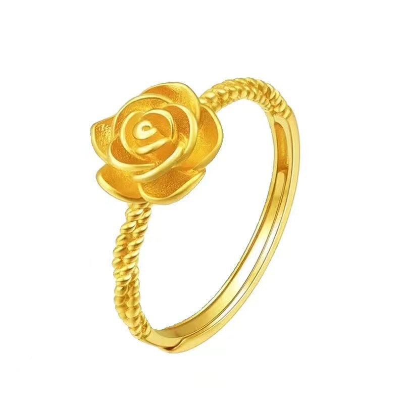 True Love Rose Female Gold-plated Open Adjustable Index Finger Live Ring