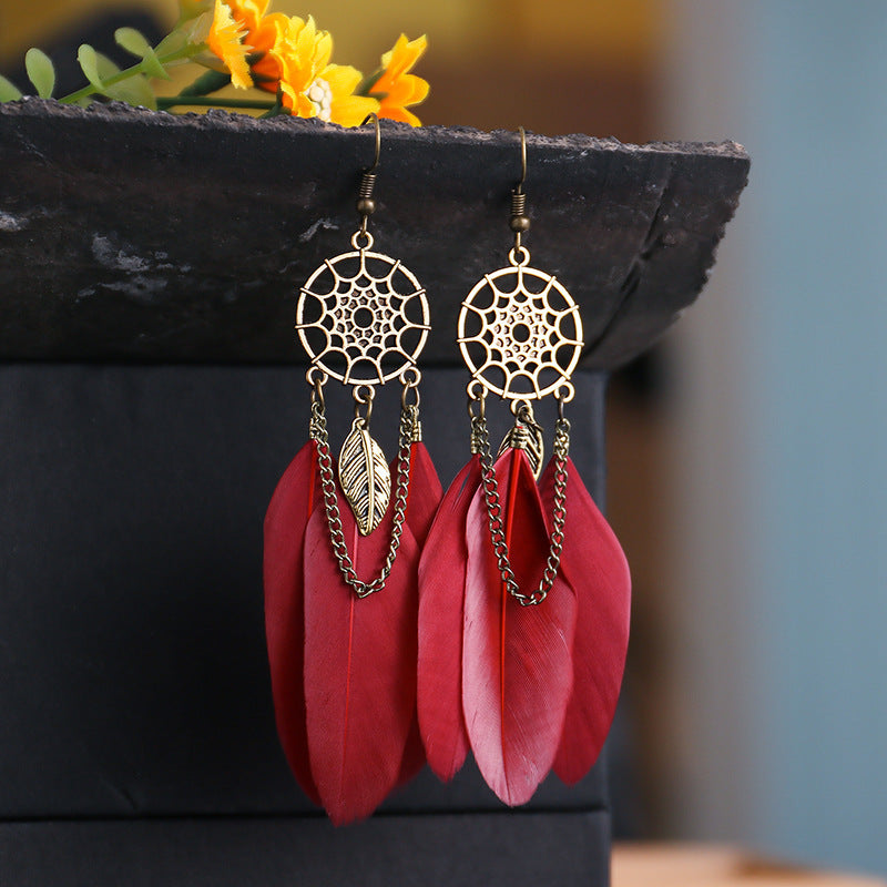 Color Creative Feather Bohemian Style Female Earrings