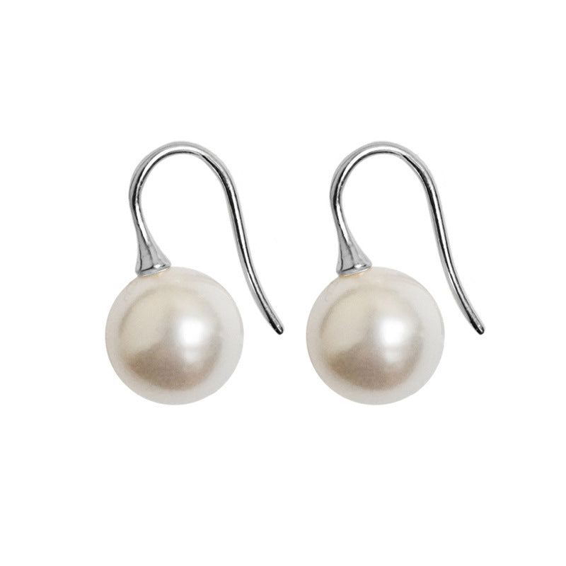 Pearl Simple Classic Perfect Circle Shell Stud Earrings
