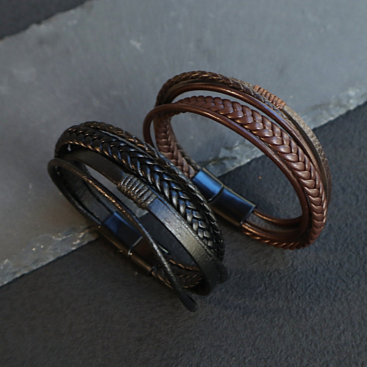 Men's Magnetic Buckle Leather Lucky Tree Hand-woven Bracelet