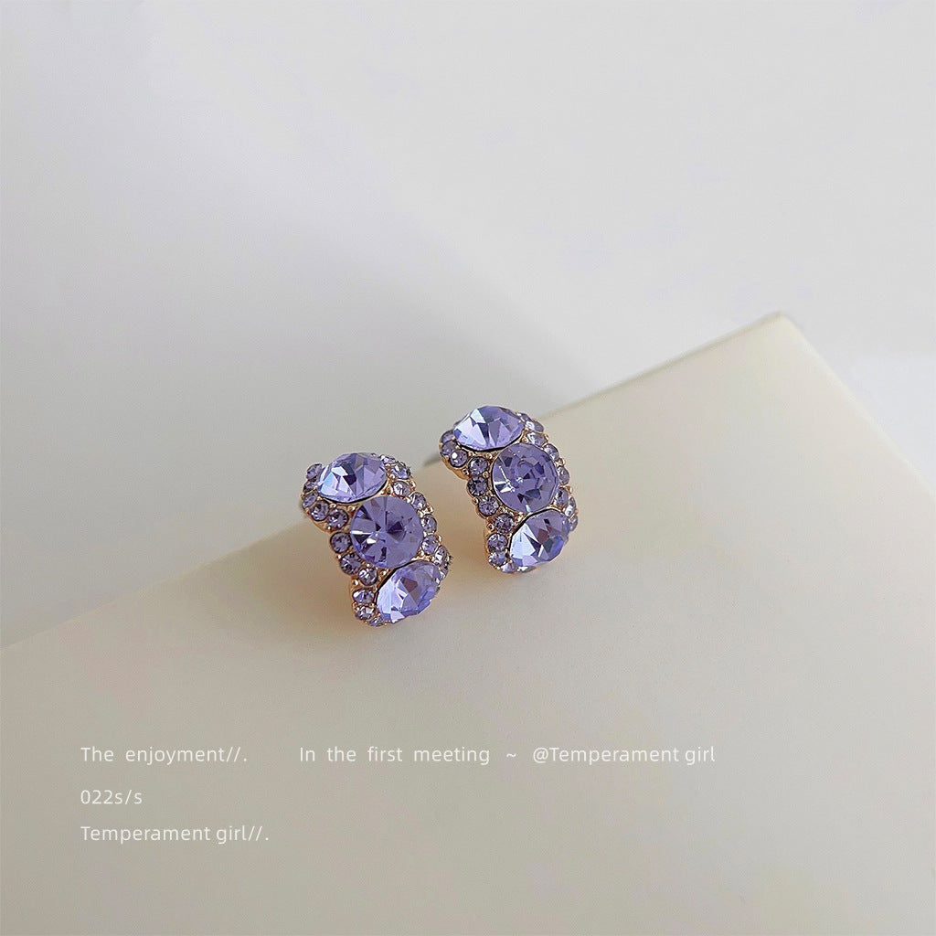 Simple Commute Geometry Pattern In Purple Stud Earrings