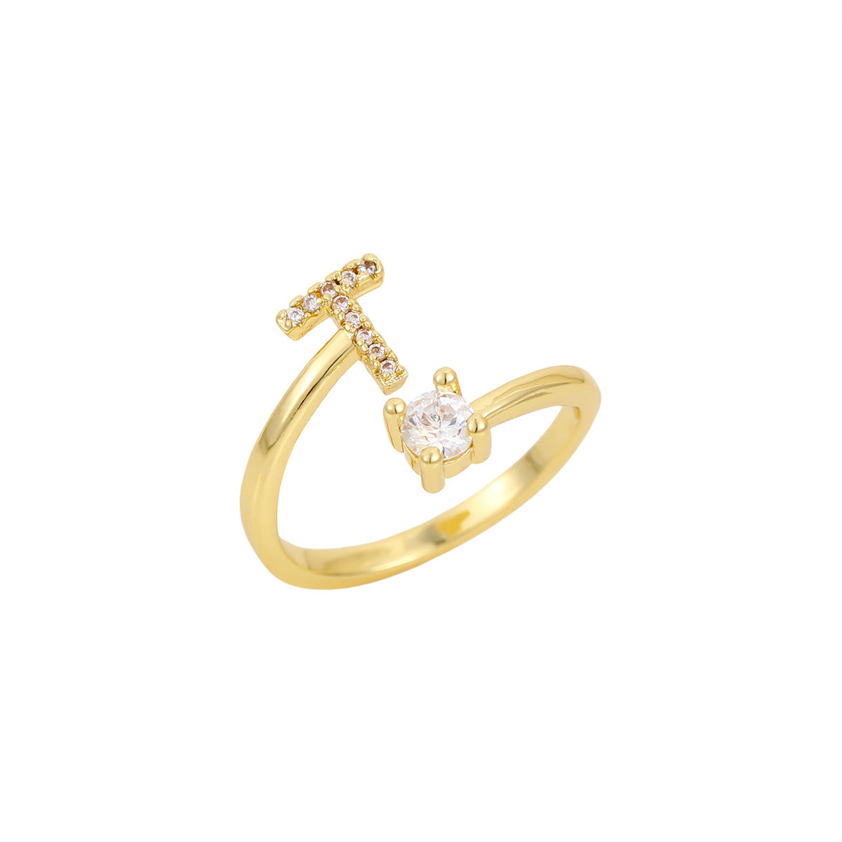 Gold Letter Open Male Female Personality Rings