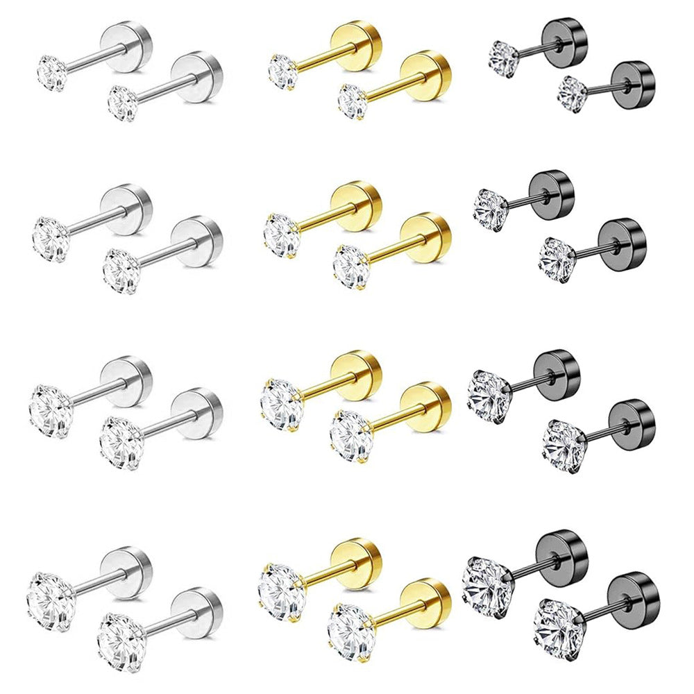 Stainless Steel Piercing Ear Zircon Bone Nose Earrings