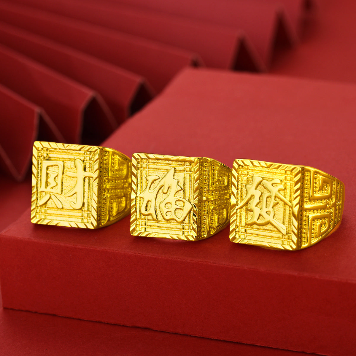 Men's Brass Gold-plated Gold Shop Alluvial Open Color Ring