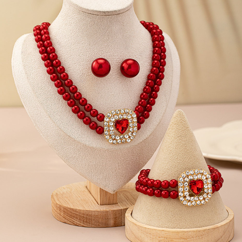 Women's Pearl For Temperamental Minority Design Love Jewelry Set