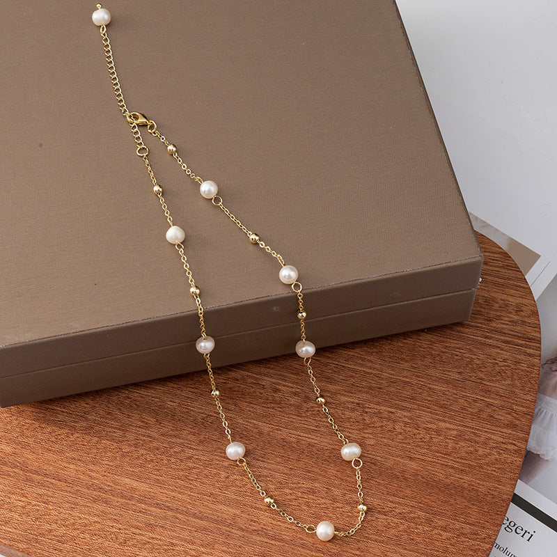 Pearl Gold Electroplated Clavicle Chain Simple Necklaces