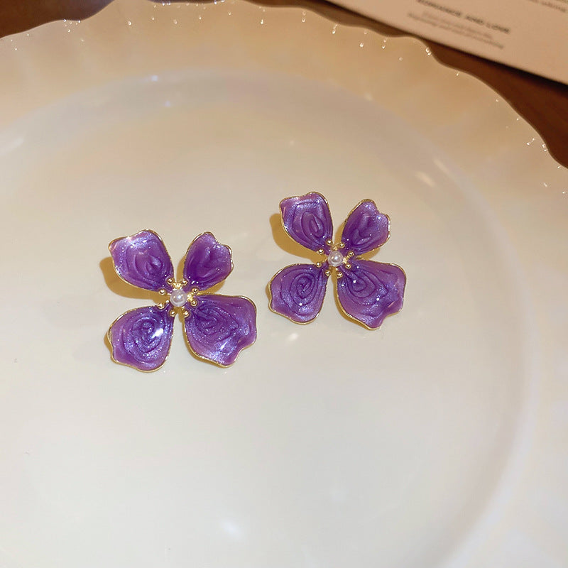 Needle Butterfly Enamel Vintage Court Style Delicate Light Luxury Earrings
