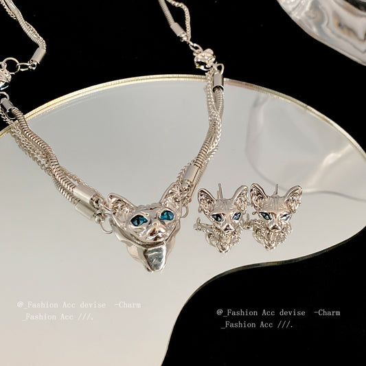 Cat Head Fashion Design Sense Clavicle Chain Personality Temperamental Necklaces