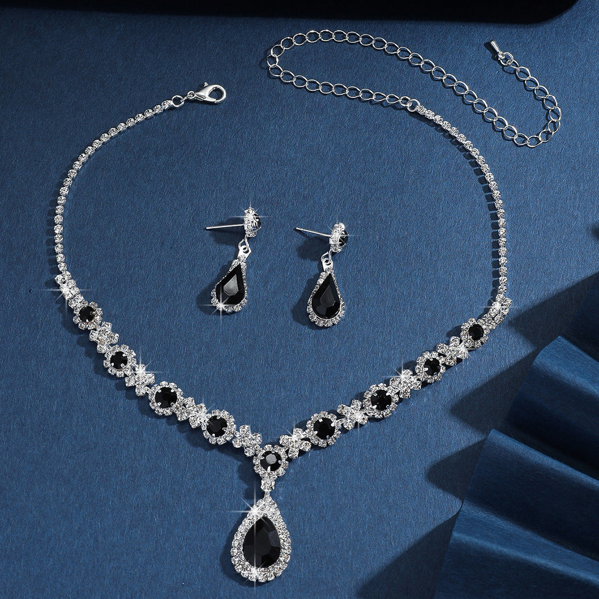 Women's Bridal Crystal Water Drop Two-piece Jewelry Set