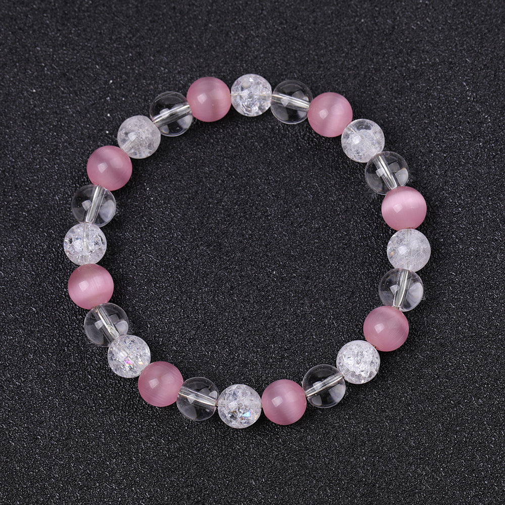Women's & Men's Black Flash Mixed White-barked Pine Volcanic Rock Diamond-shaped Iron Ore Bracelets