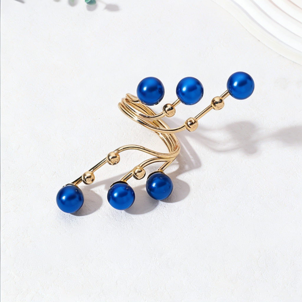 Pearl Geometric Exaggerated Personalized Creative Golden Index Ring