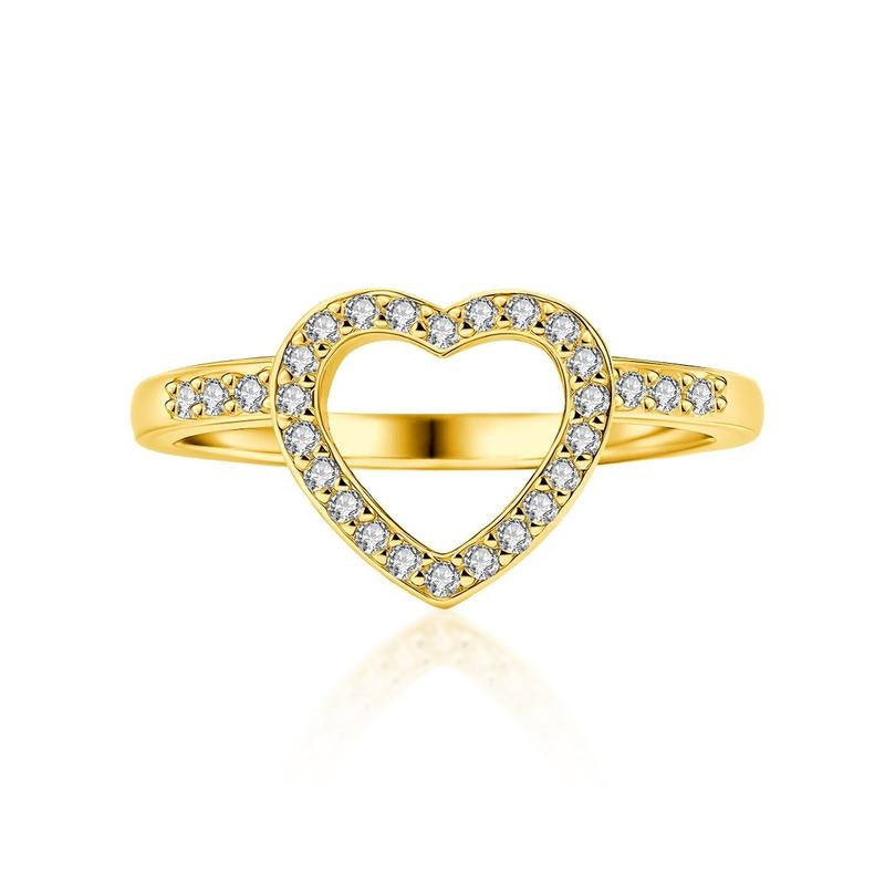 Heart-shaped Copper Plated Gold Zircon Eight Hearts Arrows Personality Creative Rings